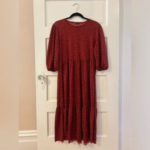 Zara red printed peasant dress